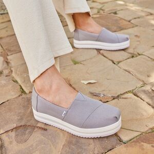Toms Alpargata Midform Espadrille Slip On Loafer Shoes Womens 9.5 Gray Ortholite